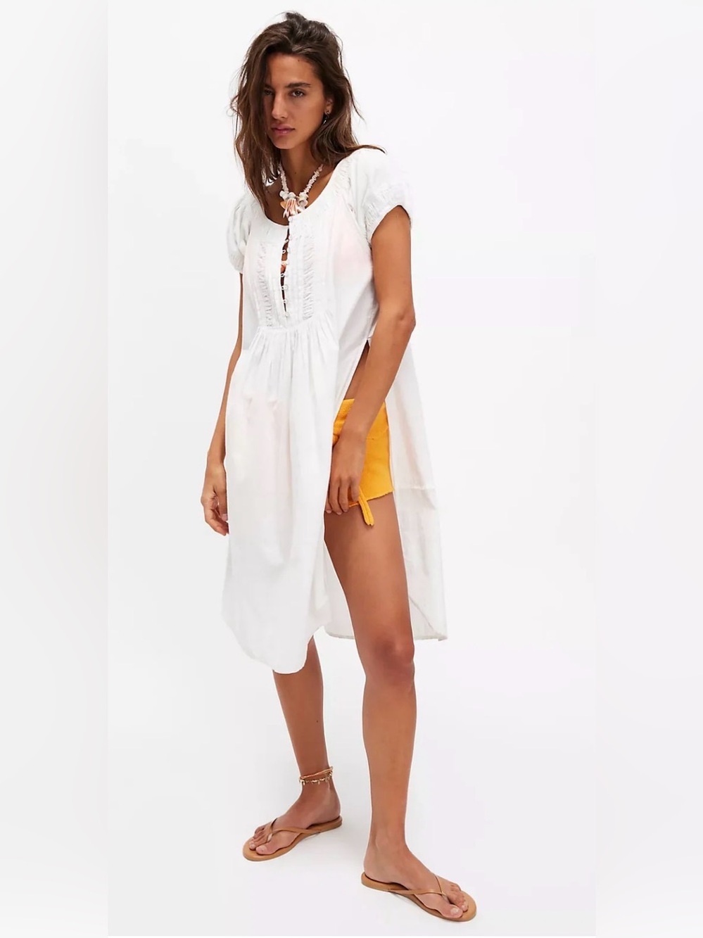 FREE PEOPLE Fayre Midi Tunic Dress Ivory Cottagecore Boho NWT Size M - Picture 5 of 16